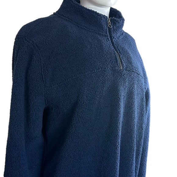 Wallin and Bros 2XL Navy Faux shearling 1/4 zip pullover sweater - Picture 3 of 6